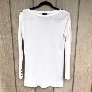 Lord & Taylor white boat neck tunic sweater small